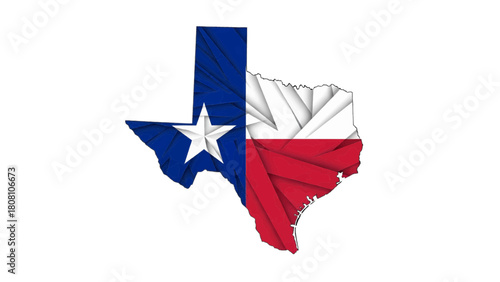Vector illustration of texas state map with flag texture, symbolizing patriotism and regional pride, isolated on transparent background 