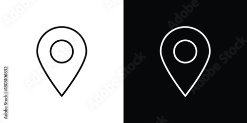 Map marker icon thin line outline concept. Linear style icon. Editable stroke. Vector