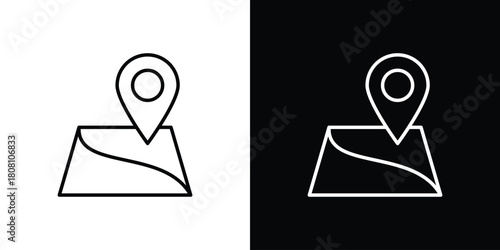 Map icon thin line outline concept. Linear style icon. Editable stroke. Vector