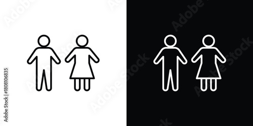 Man and woman icon thin line outline concept. Linear style icon. Editable stroke. Vector