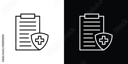 Medical insurance icon thin line outline concept. Linear style icon. Editable stroke. Vector
