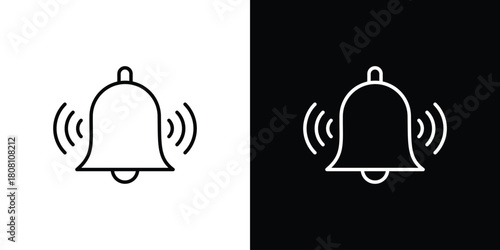 Notification bell icon thin line outline concept. Linear style icon. Editable stroke. Vector