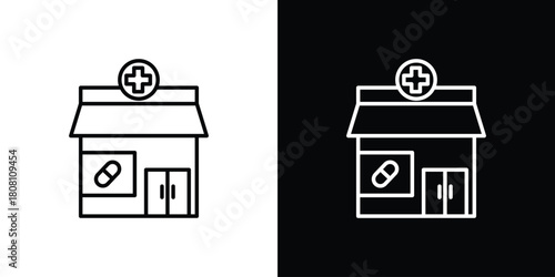 Pharmacy icon thin line outline concept. Linear style icon. Editable stroke. Vector