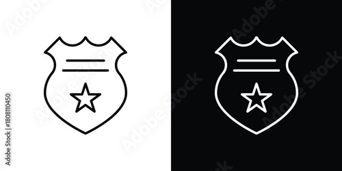 Police badge icon thin line outline concept. Linear style icon. Editable stroke. Vector