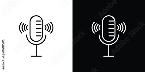 Podcast icon thin line outline concept. Linear style icon. Editable stroke. Vector