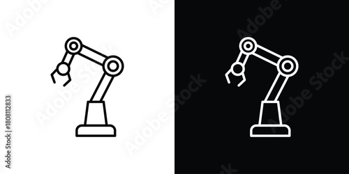 Robot arm icon thin line outline concept. Linear style icon. Editable stroke. Vector