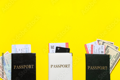 Passports with money, ticke...