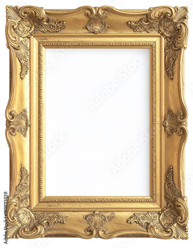 Ornate Golden Picture Frame with Intricate Carvings 6.