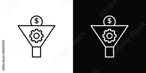 Sales funnel icon thin line outline concept. Linear style icon. Editable stroke. Vector