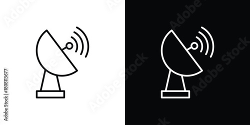 Satellite dish icon thin line outline concept. Linear style icon. Editable stroke. Vector