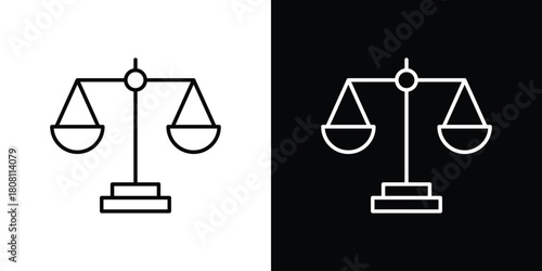 Scales of justice icon thin line outline concept. Linear style icon. Editable stroke. Vector