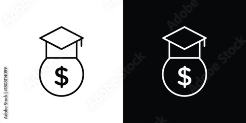 Scholarship icon thin line outline concept. Linear style icon. Editable stroke. Vector