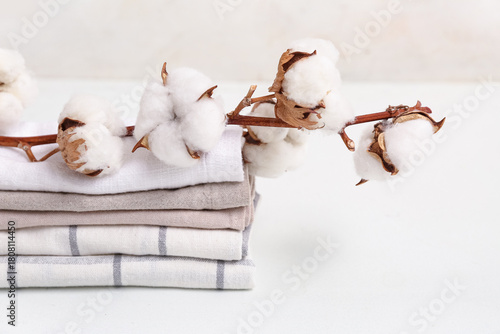 Stack of clean towels with ...
