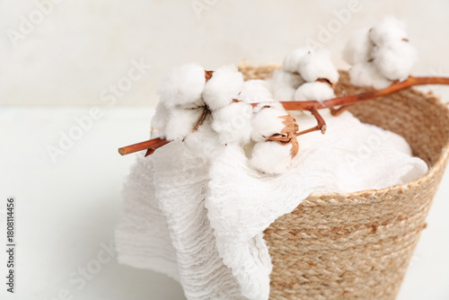 Wicker basket with cotton b...