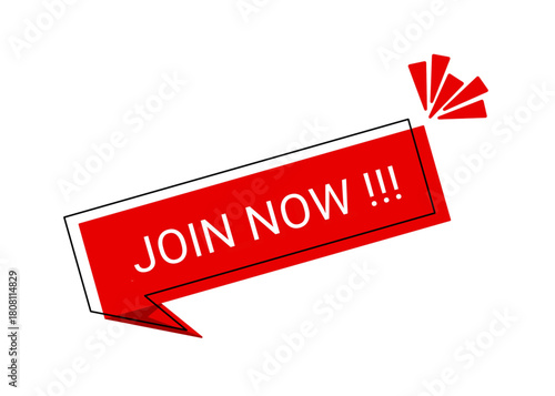 join now banner sticker label for promotion and business