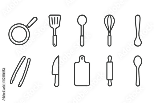 Kitchen silhouette icon set. Cooking utensils, kitchen tools silhouette collection