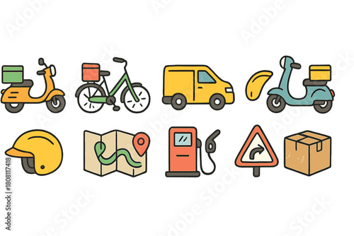 Delivery, transportation icon set. Shipping and logistics icons in flat style
