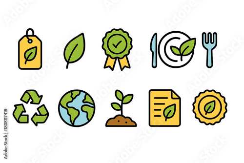 Eco, sustainability outline icon set. Green, nature, recycling icons outline collection.