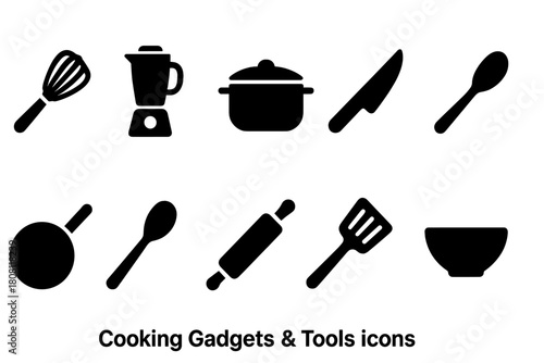 Cooking, kitchen outline icon set. Cookware, utensils, tools outline collection