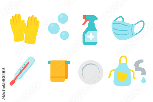 Hygiene and sanitation neon icon set. Cleanliness, health protection neon icons collection