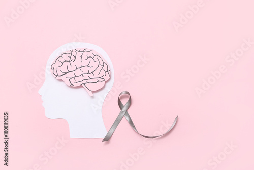 Paper human head with brain...