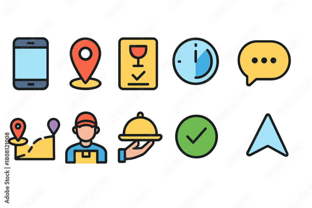 Fototapeta premium Travel and tourism icon set. Vacation and navigation flat icons collection