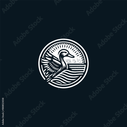 Head duck logo vector icon illustration style