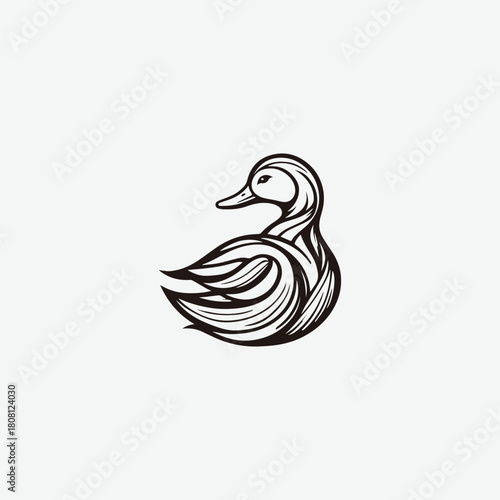Head duck logo vector icon illustration style