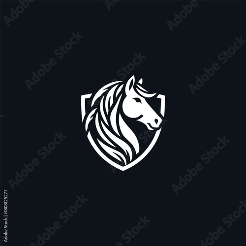Horse shield logo vector icon illustration style