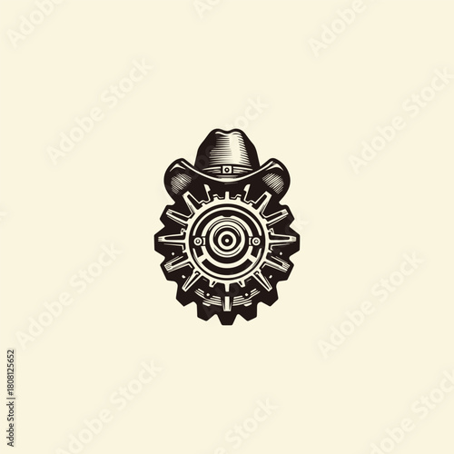 Cowboy Gear logo vector icon illustration style