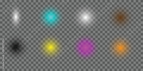Collection of Colorful Glowing Light Effects and Lens Flares,