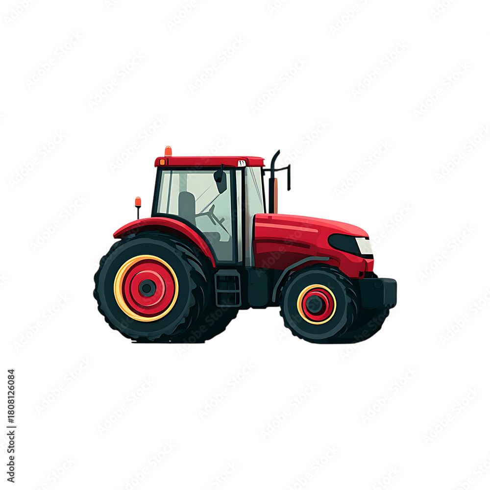 Naklejka premium red tractor on transparent background
