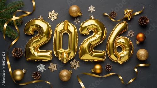 Happy New Year 2026 on green screen background. Happy New Year celebration concept.New Year