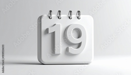 3d calendar icon with number 19 isolated on	