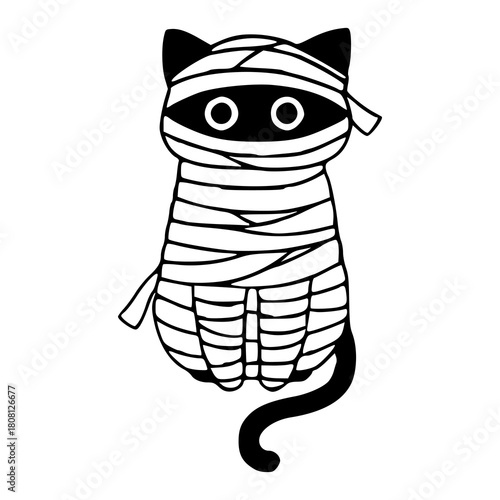 cute mummy cat Halloween costume graphic