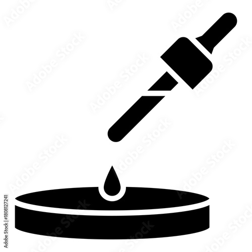 Eye dropper and petri dish glyph solid icon