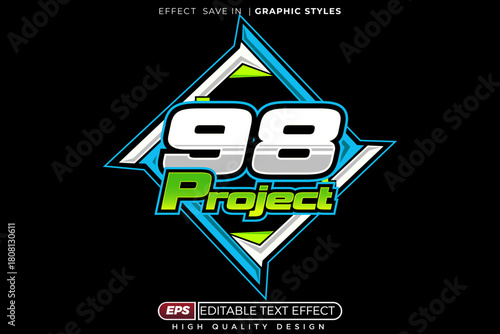 Editable 3d text effect project for racing logo template design