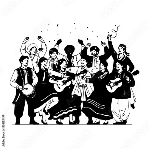 Cultural harmony in music diverse group celebrating traditions through artistic expression