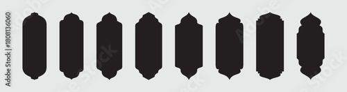 Shape Islamic door and window silhouette Arabic arch.  Frames in Arabic Muslim design for Ramadan Kareem. 