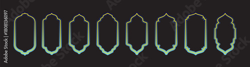 Shape Islamic door and window silhouette Arabic arch.  Frames in Arabic Muslim design for Ramadan Kareem. 