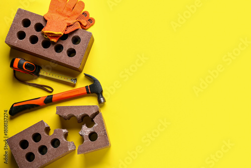 Bricks, gloves and construc...