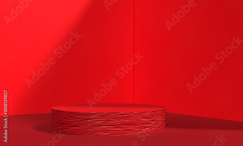 red orange pink color gradient interior room texture surface display stage podium circle round red pink orange color dais modern product mockup studio event promotion scene advertisement marketing 