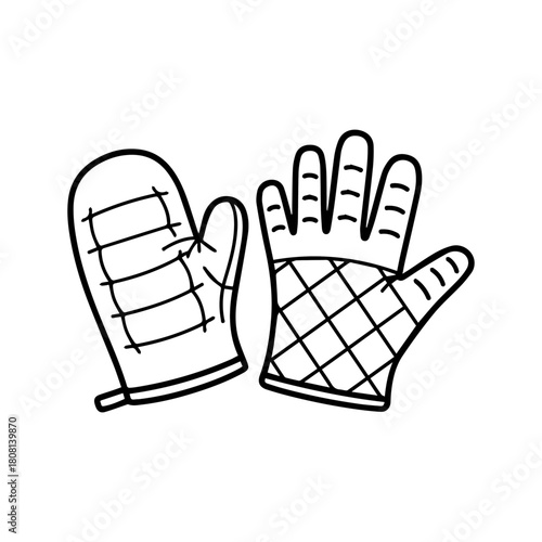 Protective Cooking Gloves Illustration Ensuring Safety in the Kitchen with Hand Protection