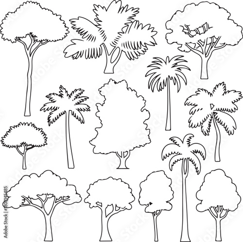 Assorted tree outlines collection