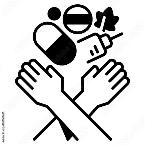 No Drugs Black Fill Icon