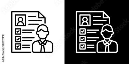 Employee Profile  Icon Line Styles Vector Illustration 