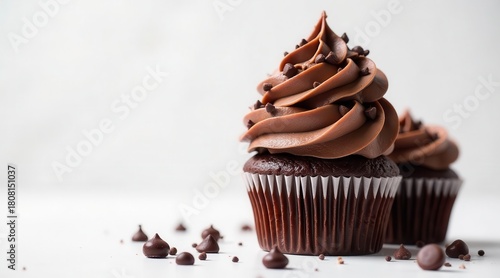 Wallpaper Mural Scrumptious Chocolate Cupcakes with Swirled Frosting and Chocolate Chips, a Delightful Treat for Any Occasion Torontodigital.ca