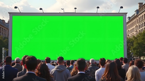 Commercial Display Mockup: Green Screen Billboard in the Town Square