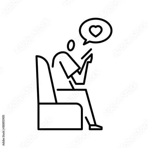 addicted to social media outline icon. scrolling social media illustration.