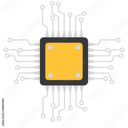 Square Processor Microchip Electronic Component Surface Mount Device Illustration